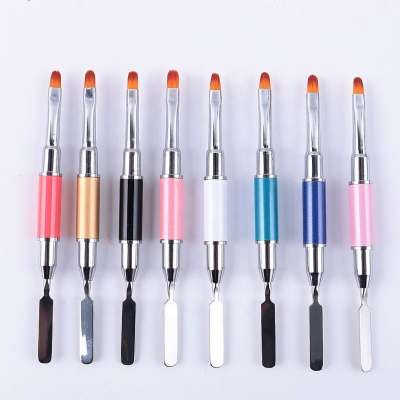 DIMICO Dual End Nail Art Acrylic UV Poly GEL Extension Builder Pen Brush Nail Gel Coating Removal Spatula Stick Manicure Tool