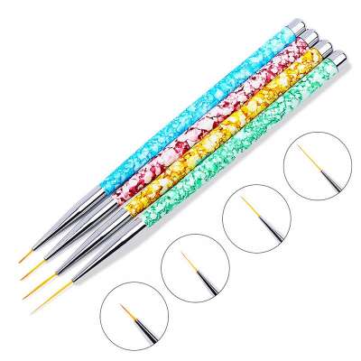 NEW Hotsale Colorful Mable 4PCS/Set Nail Art Acrylic Liner Painting Brush Nail Drawing Pen